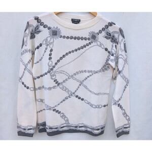 TALBOTS Womens MERINO WOOL SWEATER SZ P JEWEL‎ BEADED STRANDS CLASSIC OLD MONEY